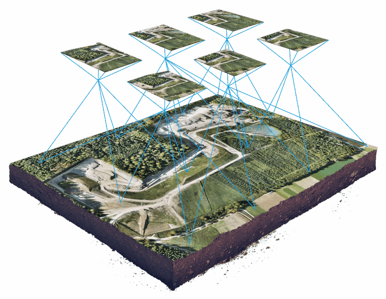 Peta 3D yang dihasilkan oleh drone, menampilkan detail topografi dengan resolusi tinggi.