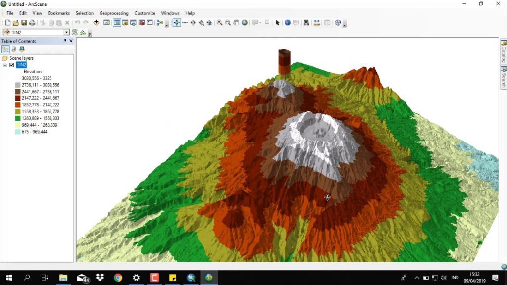 tiga dimensi area hutan atau pegunungan, digunakan untuk mengetahui resiko bencana alam