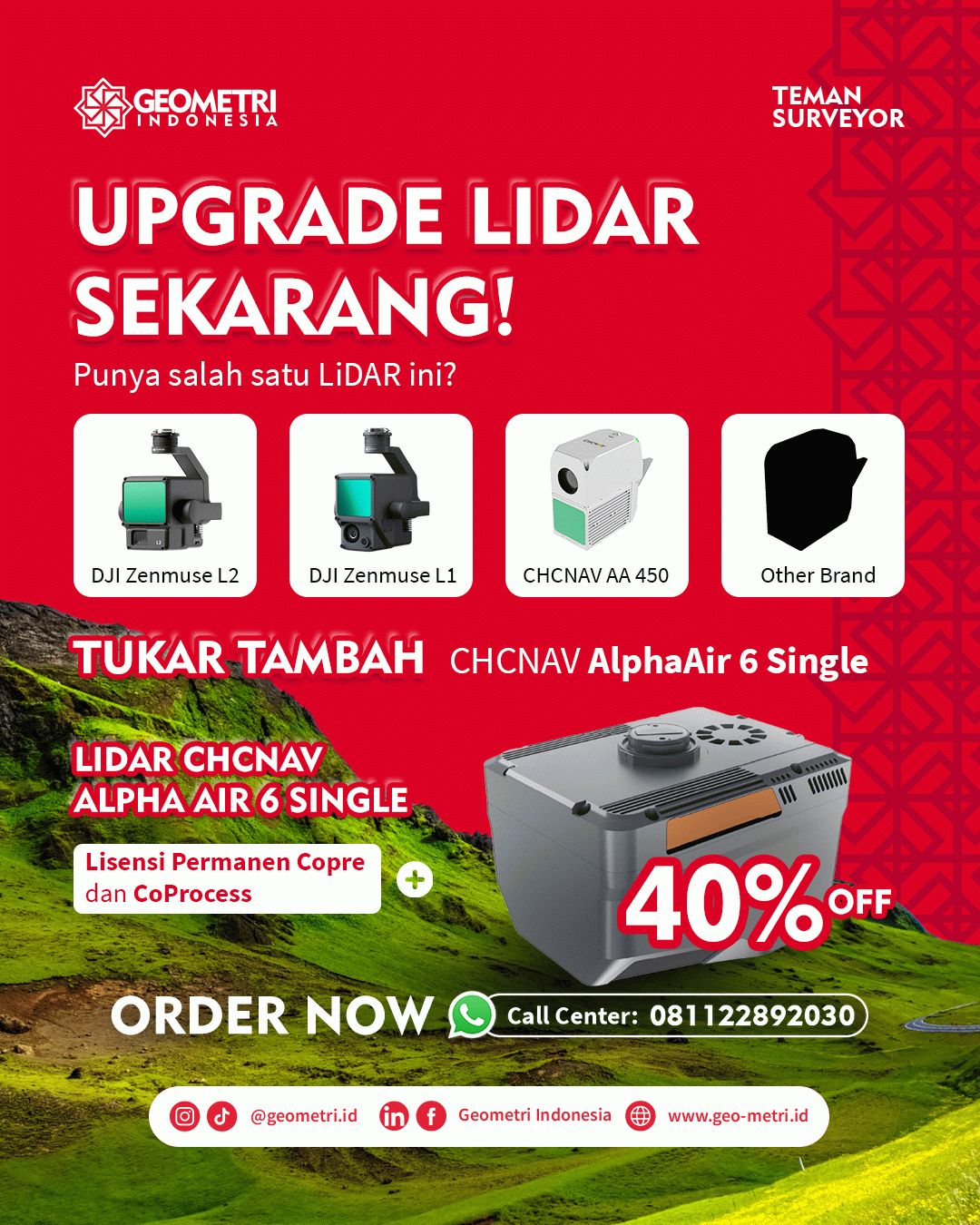 Tukar Tambah LiDAR hingga 40% OFF, Saatnya Upgrade ke CHCNAV AlphaAir 6 Single